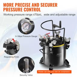 image-VEVOR Spray Paint Pressure Pot, 20L/5gal Pressure Pot Tank, 70 psi Adjustale Pressure, Steel Pressure Pot Paint Tank with Casters and Leak Repair Sealant, for Home Decor and Industry Painting