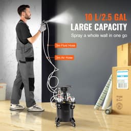 image-VEVOR Spray Paint Pressure Pot, 10 L/2.5 gal Fully Automatic Stirring Pressure Pot Tank, 70 psi Adjustale Pressure, Pressure Pot Paint Tank with Spray Gun and Hoses, for Home Decor Industry Painting