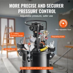image-VEVOR Spray Paint Pressure Pot, 10 L/2.5 gal Fully Automatic Stirring Pressure Pot Tank, 70 psi Adjustale Pressure, Pressure Pot Paint Tank with Spray Gun and Hoses, for Home Decor Industry Painting