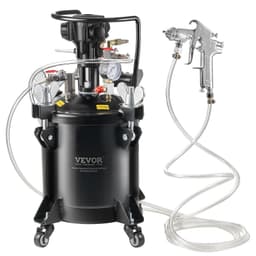 image-VEVOR Spray Paint Pressure Pot, 10 L/2.5 gal Fully Automatic Stirring Pressure Pot Tank, 70 psi Adjustale Pressure, Pressure Pot Paint Tank with Spray Gun and Hoses, for Home Decor Industry Painting