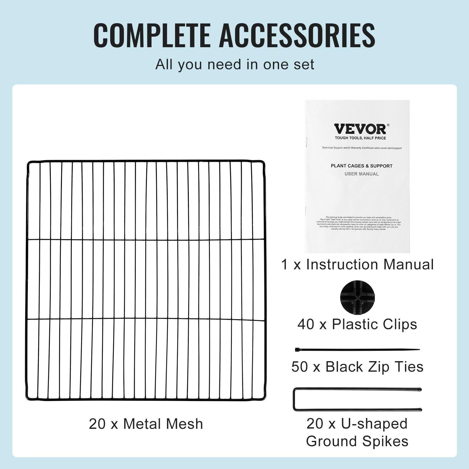 image-VEVOR 5 Pack Plant Protector from Animals, 15.35'' x 15.35'' Chicken Wire Plant Protector, Plant Cages for Outdoor Plants, Flowers & Vegetables, Keeps Bunny Chicken Squirrels Out, 20pcs Metal Mesh