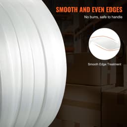 image-VEVOR Packaging Woven Cord Strapping Roll, 330' Length x 3/4" Width x 0.03" Thickness, 1763 lbs Break Strength, Heavy Duty Banding Pallet Strap Coil, Portable Strong Banding Packing Straps, White