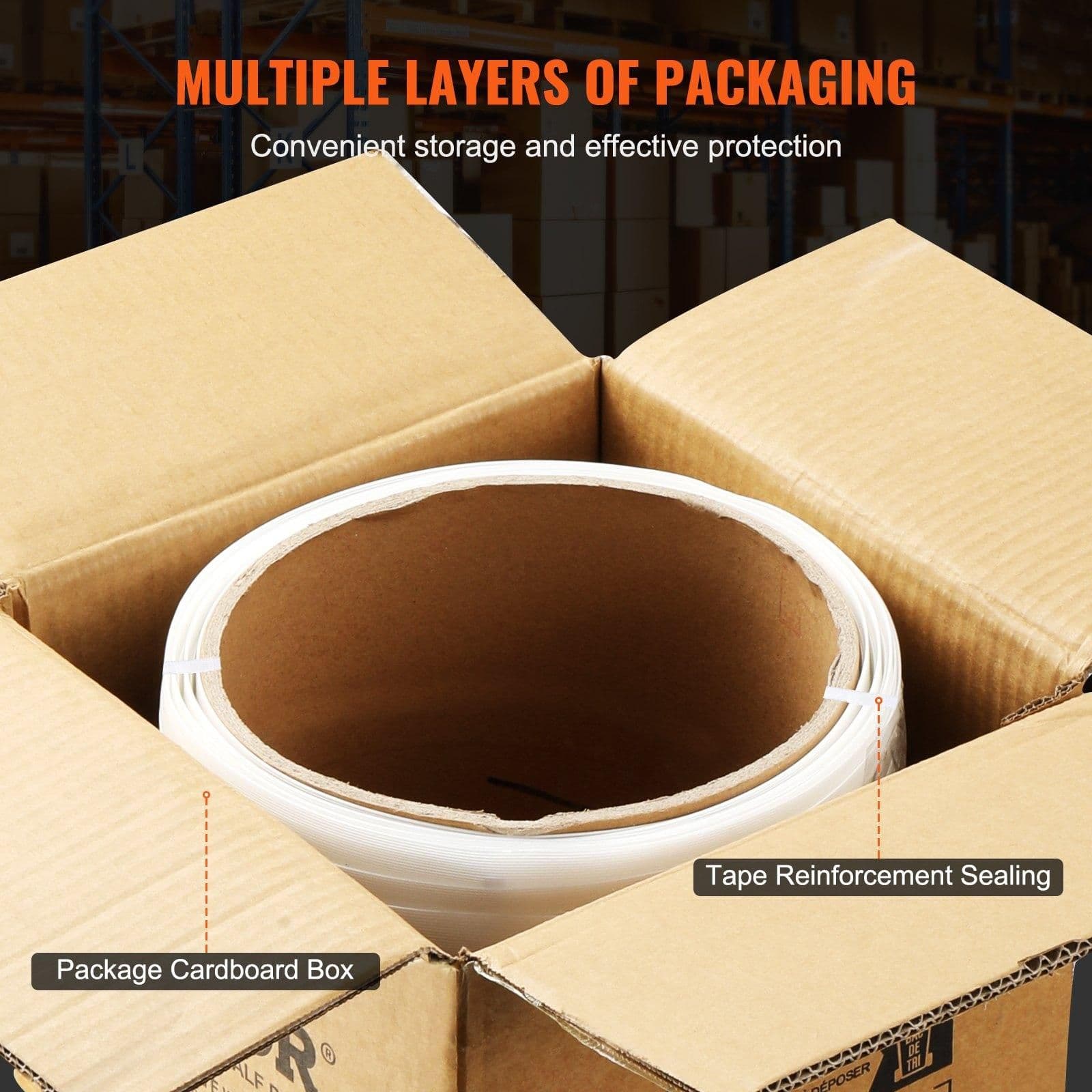 image-VEVOR Packaging Woven Cord Strapping Roll, 330' Length x 3/4" Width x 0.03" Thickness, 1763 lbs Break Strength, Heavy Duty Banding Pallet Strap Coil, Portable Strong Banding Packing Straps, White