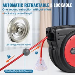 image-VEVOR Retractable Extension Cord Reel - 65ft 12AWG Heavy Duty