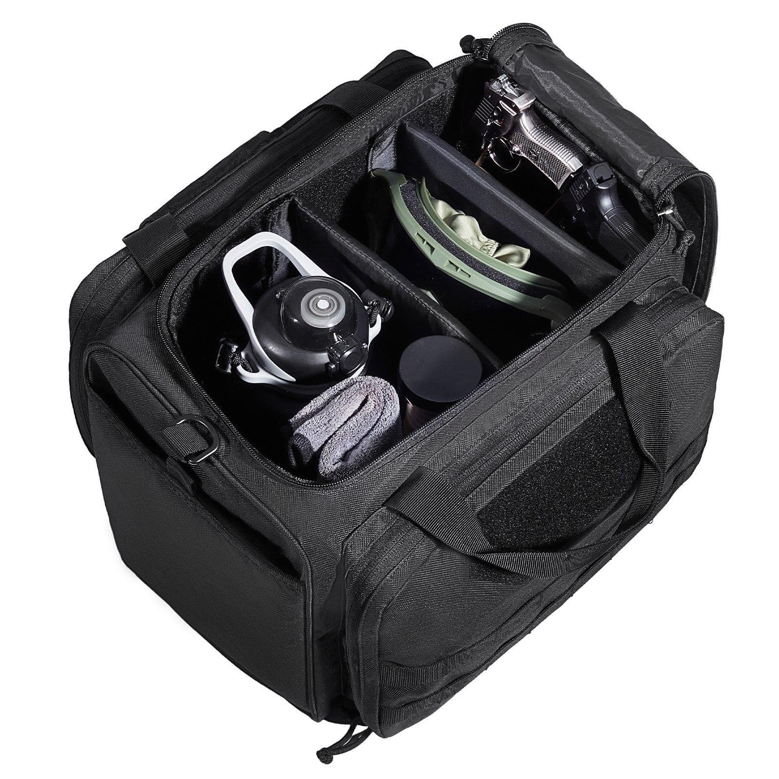 image-VEVOR Range Bag for 3 Pistols Tactical Gun Range Bag Single Shoulder Strip Black