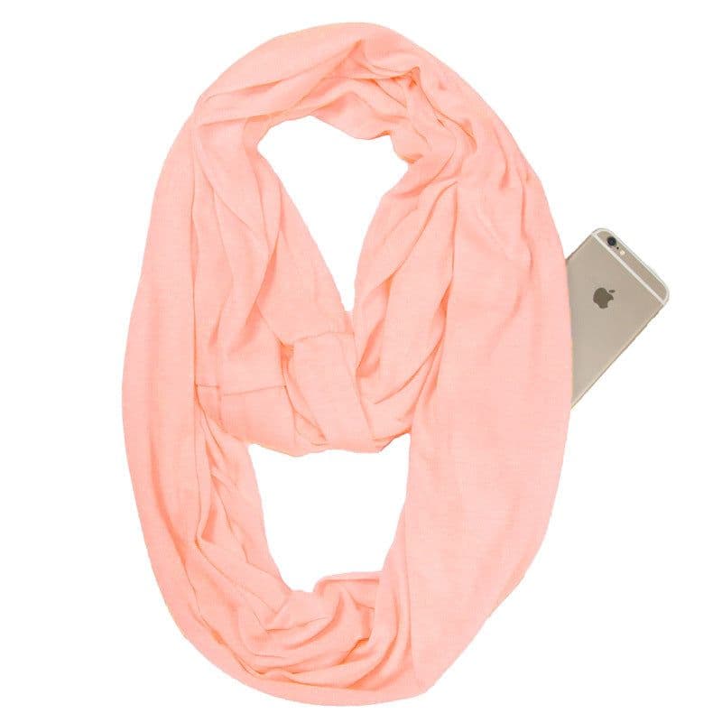 image-European and American cross-border storage zipper pocket bib solid color infinite scarf pocket scarf female infinity scarf