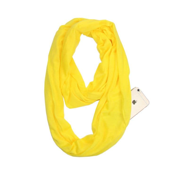 image-European and American cross-border storage zipper pocket bib solid color infinite scarf pocket scarf female infinity scarf