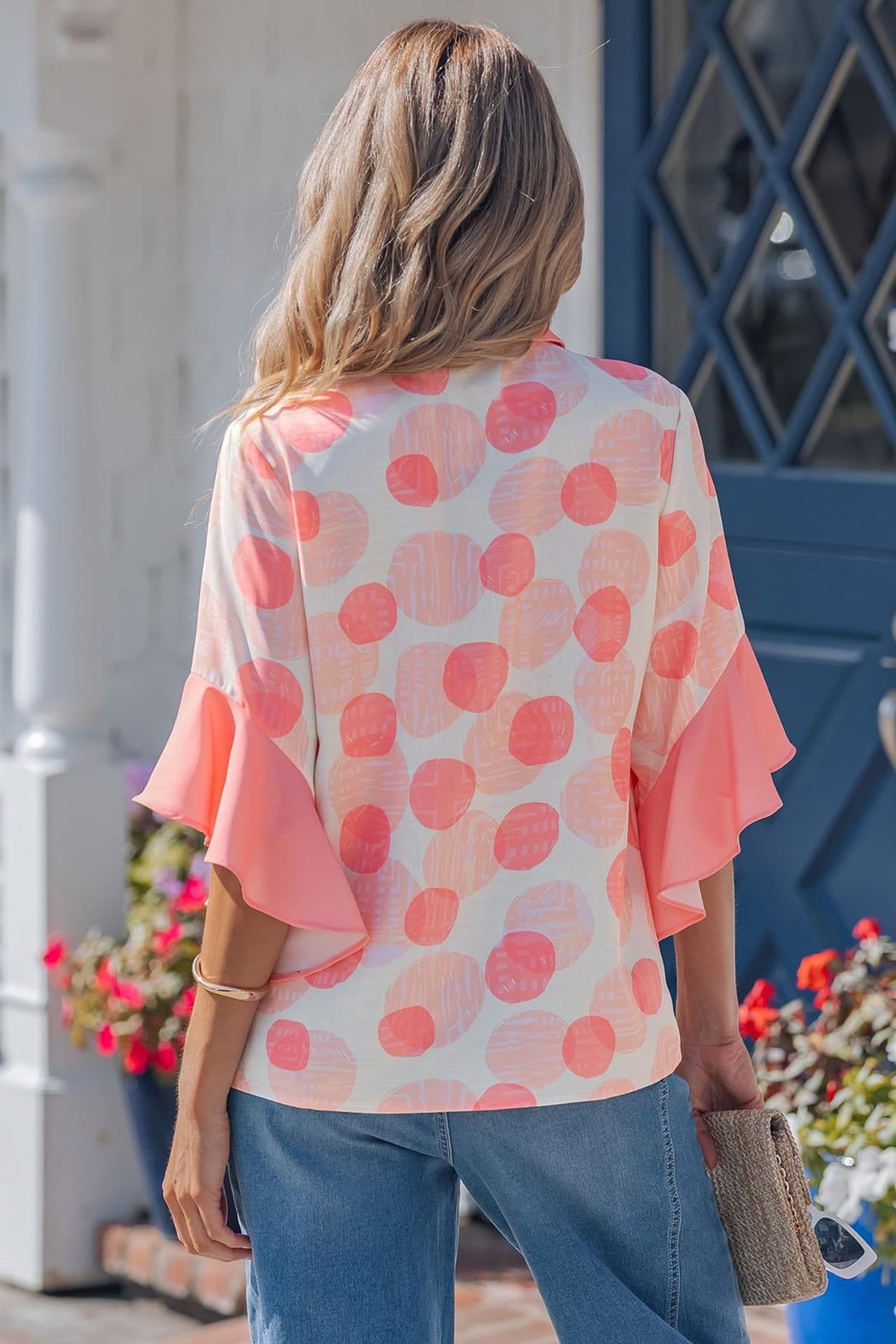 image-Angelica Babydoll Shirt - Polka Dot Short Sleeve