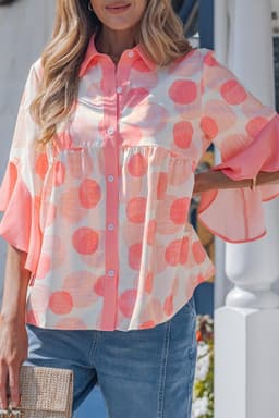 image-Angelica Babydoll Shirt - Polka Dot Short Sleeve