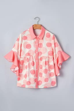 image-Angelica Babydoll Shirt - Polka Dot Short Sleeve