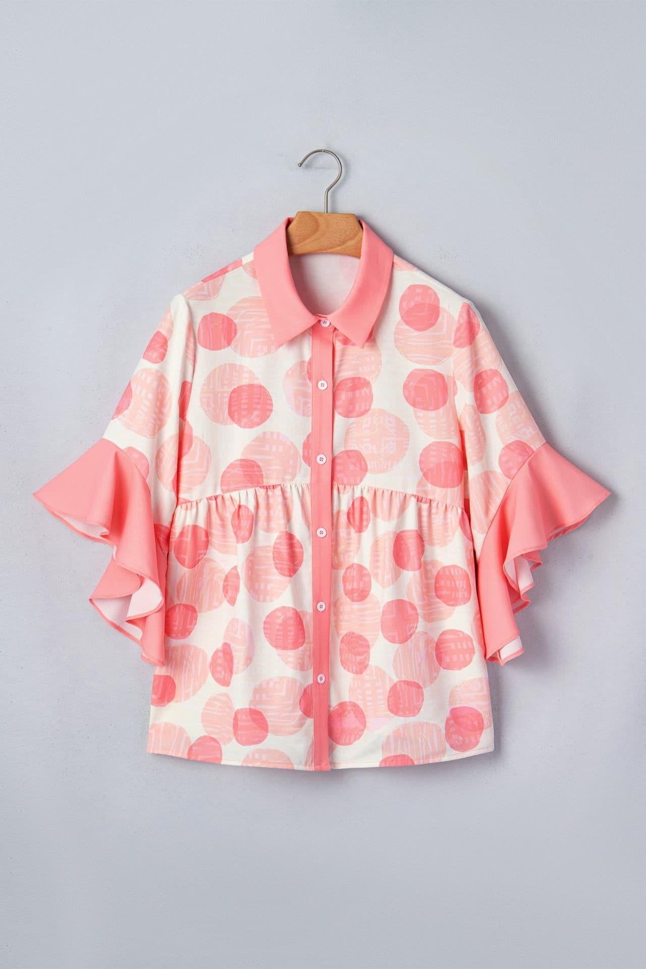 image-Angelica Babydoll Shirt - Polka Dot Short Sleeve