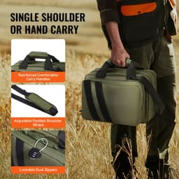 image-VEVOR Range Bag for 2 Pistols Tactical Gun Bag 2 Built-in Pistol Bags Green,Range Bag for Handguns Gun Case Bag with Lockable Zipper for Shooting Range Outdoor Hunting