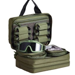 image-VEVOR Range Bag for 2 Pistols Tactical Gun Bag 2 Built-in Pistol Bags Green,Range Bag for Handguns Gun Case Bag with Lockable Zipper for Shooting Range Outdoor Hunting