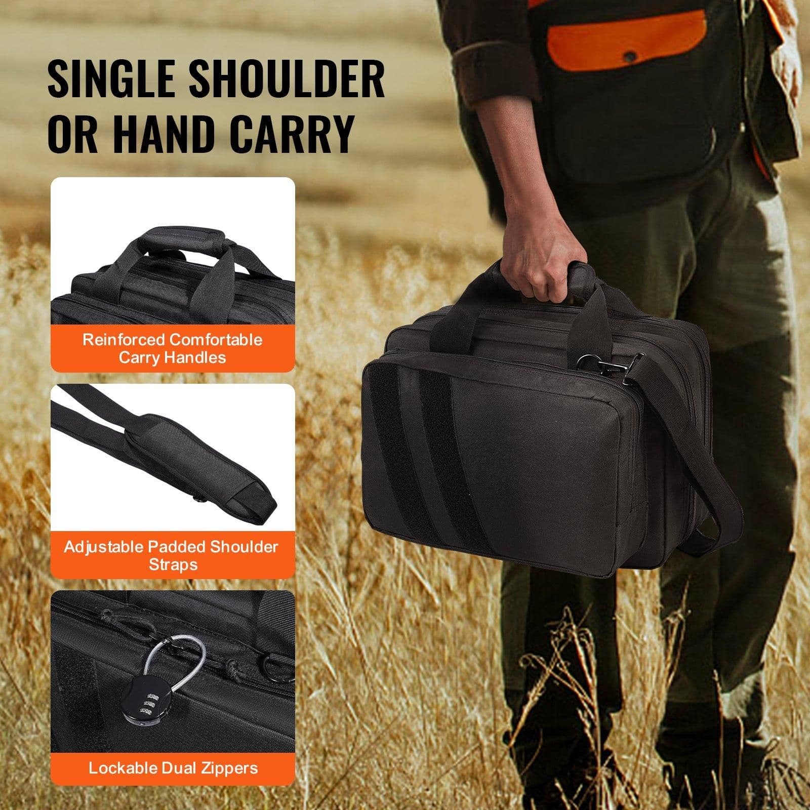 image-VEVOR Tactical Pistol Backpack with 2 Pistol Cases, Gun Range Backpack with 6x Magazine Slots for Shooting and Hunting