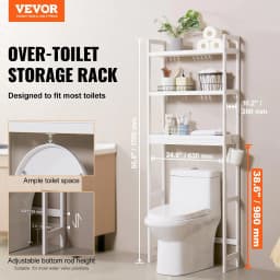 image-VEVOR Over the Toilet Storage 3-Tier Bathroom Shelf Rack Space Saver Organizer