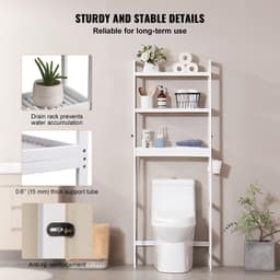 image-VEVOR Over the Toilet Storage 3-Tier Bathroom Shelf Rack Space Saver Organizer