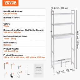 image-VEVOR Over the Toilet Storage 3-Tier Bathroom Shelf Rack Space Saver Organizer