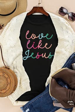 image-Black Love Like Jesus Crew Neck Graphic Tee