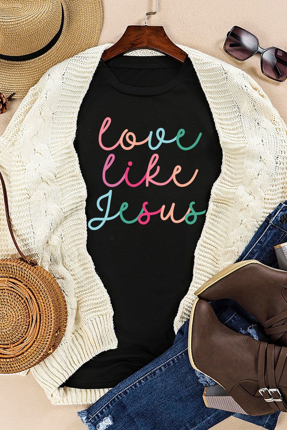image-Black Love Like Jesus Crew Neck Graphic Tee