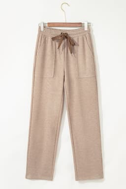 image-Gray Morn Corduroy Leopard Drawstring High Waist Trousers