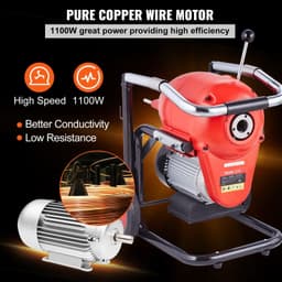 image-VEVOR 1100W Electric Drain Cleaner Machine - 120ft x 1.2" Snake