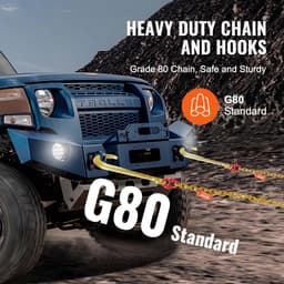 image-VEVOR J Hook Chain, 2PCS 5/16" x 6' G80 15" Long Shank J Hook Tow Chain with RTJ Cluster Hook & Grab Hook, 5400 lbs Working Load, Heavy Duty Transport Truck Chain for Wrecker Recovery Trailer Towing