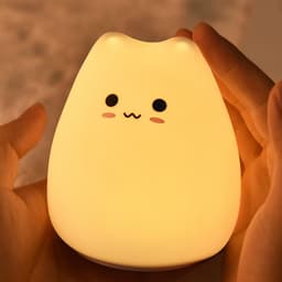 image-Cute Cat Silicone Lamp Children's Bedroom LED Eye Protection Table Lamp Colorful Color Changing Silicone Night Light Creative Gift