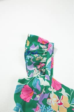 image-Green Floral Print Sleeveless Ruffle Tiered Maxi Dress