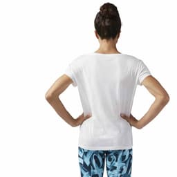 image-Women’s Short Sleeve T-Shirt Reebok Floral Easy Crossfit White