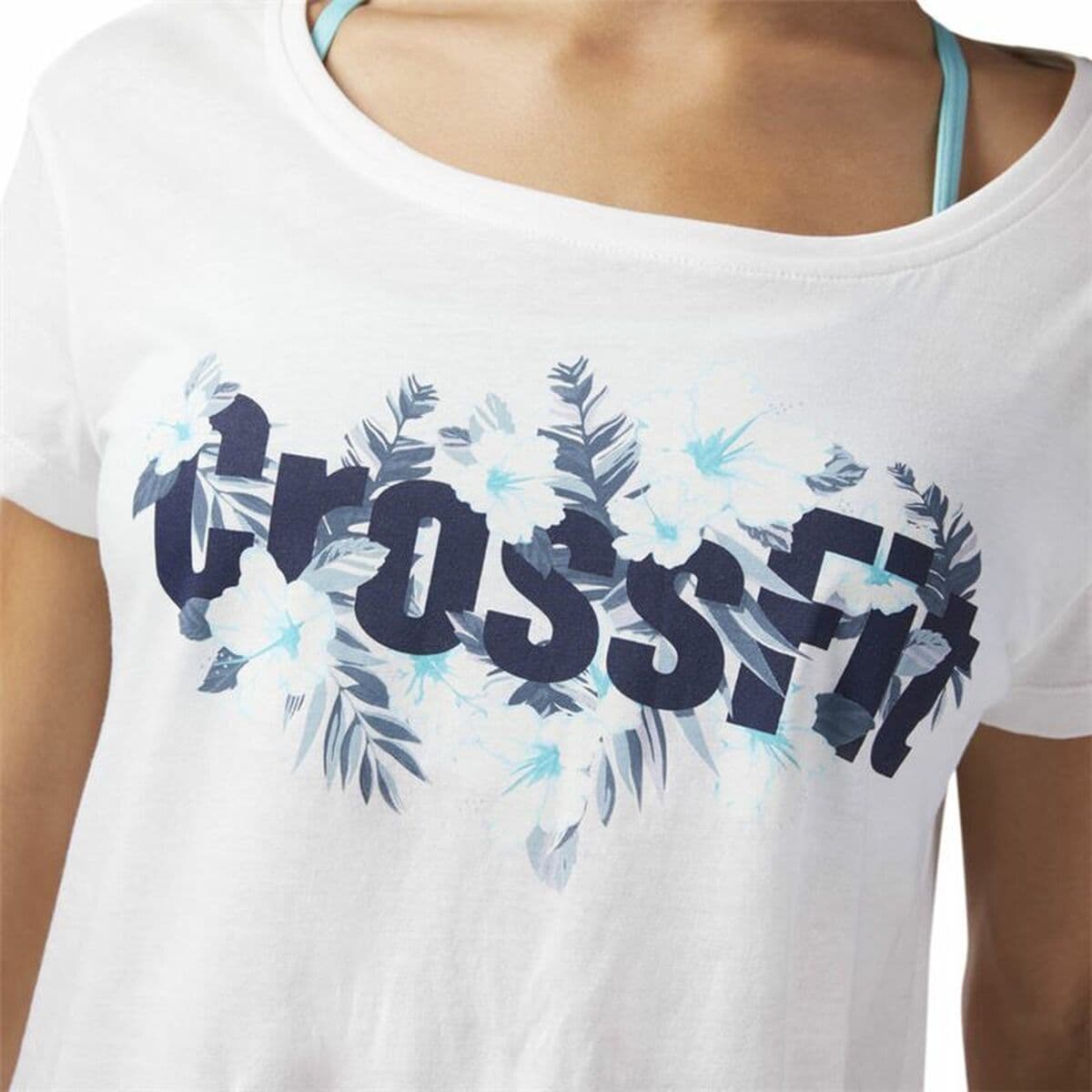 image-Women’s Short Sleeve T-Shirt Reebok Floral Easy Crossfit White