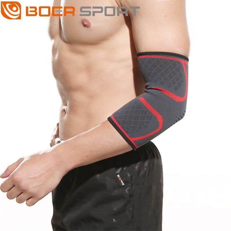 image-Ball sports knitted compression elbow pads men's and women's basketball fitness non-slip breathable wicking arm protection