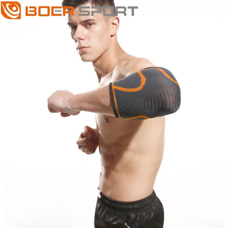 image-Ball sports knitted compression elbow pads men's and women's basketball fitness non-slip breathable wicking arm protection