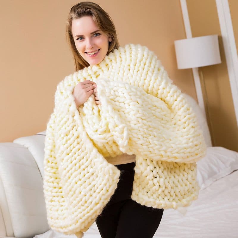 image-Nordic Thick Wool Blanket, Icelandic Knit, Newborn Photography Prop - 127x152cm