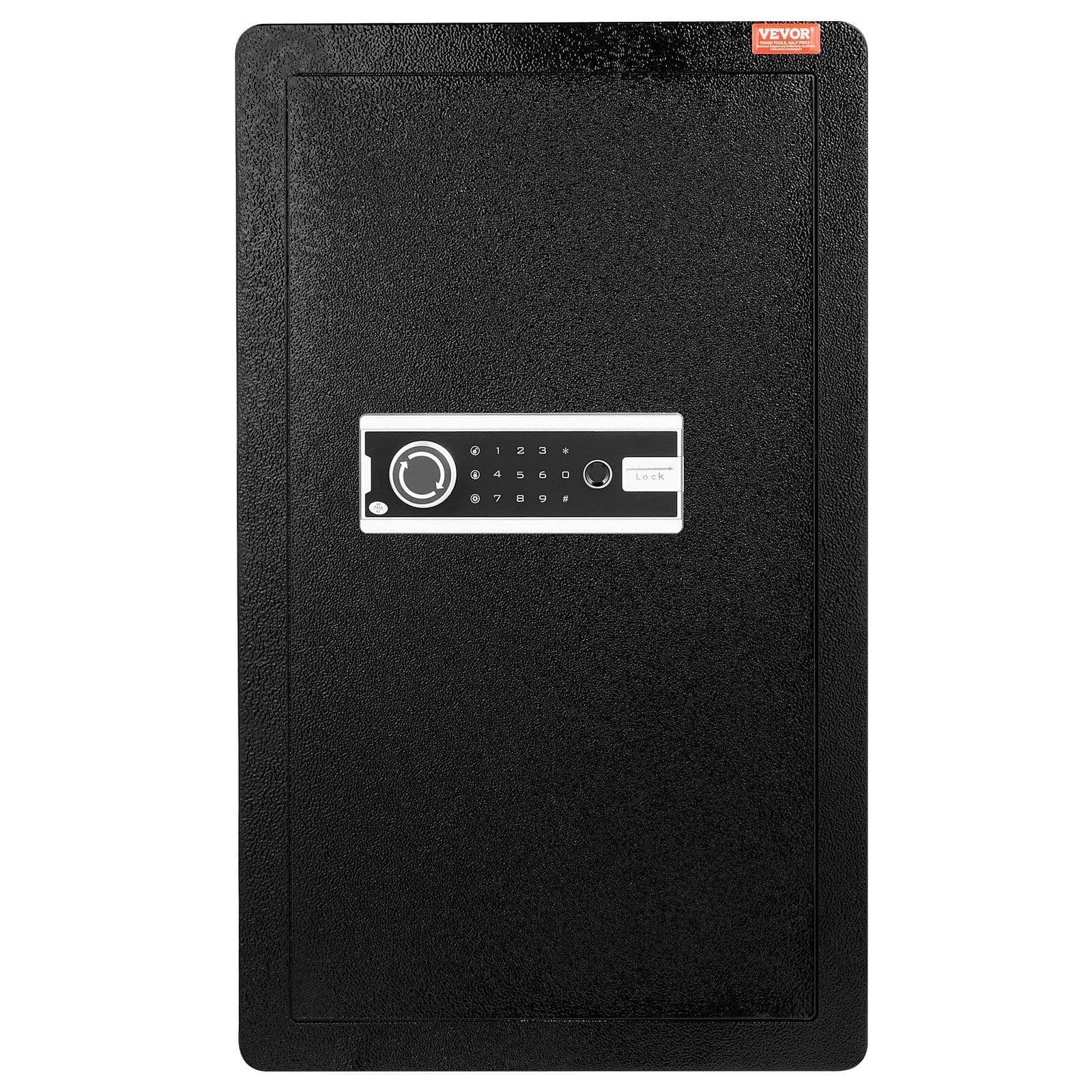 image-VEVOR Single Door 4.0 cu.ft Safe Box with Key Lock, Password & Fingerprint, Safe Lock Box with Fireproof Bag, Key Rack, LED Light, and 2 Shelves for Money, Documents, Jewelry, and Valuables, Black