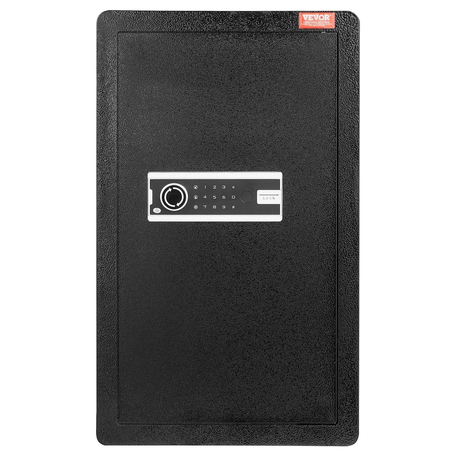 image-VEVOR Single Door 4.0 cu.ft Safe Box with Key Lock & Password, Safe Lock Box with Fireproof Bag, Key Rack, LED Light, 2 Shelves, and 1 Cabinet for Money, Documents, Jewelry, and Valuables, Black