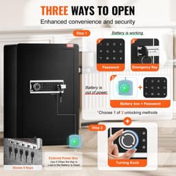 image-VEVOR Single Door 3.5 cu.ft Safe Box with Key Lock & Password LED Light Black,organize cash, passports, jewelry, gold, watches and documents