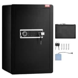 image-VEVOR Single Door 3.5 cu.ft Safe Box with Key Lock & Password LED Light Black,organize cash, passports, jewelry, gold, watches and documents