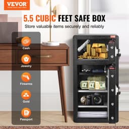 image-VEVOR Double Door 5.5 cu.ft Safe Box with Key Lock Password Cabinet Black,organize cash, passports, jewelry, gold, watches and documents
