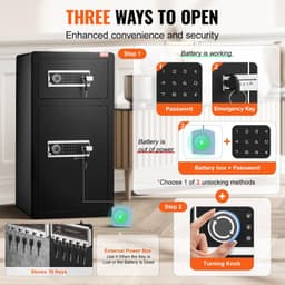 image-VEVOR Double Door 5.5 cu.ft Safe Box with Key Lock Password Cabinet Black,organize cash, passports, jewelry, gold, watches and documents