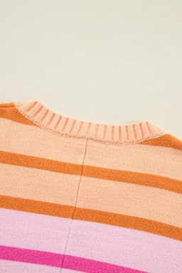 image-Multicolour Gradient Striped Ribbed Edge Loose Sweater