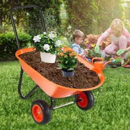 image-VEVOR Wheelbarrow Cart, 5 Cu. Ft. Load & 397 lbs Capacity, 2 Wheels Garden Dump Cart, Garden Wagon with Handle & 10" Wide Track Wheels, Easy Loading Utility Yard Cart & Wagons for Outdoor Lawn Yard