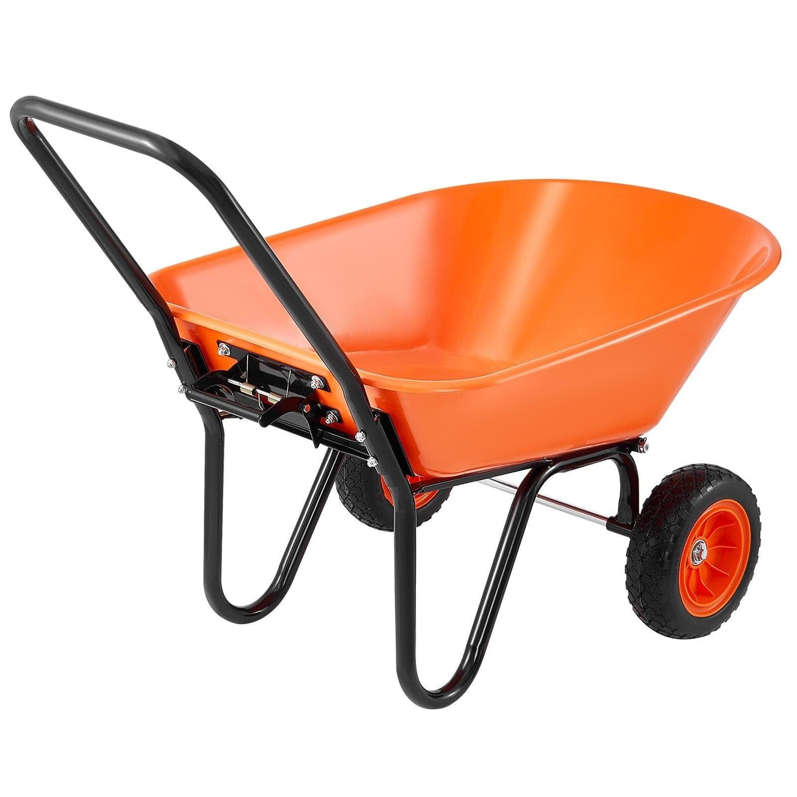 image-VEVOR Wheelbarrow Cart, 5 Cu. Ft. Load & 397 lbs Capacity, 2 Wheels Garden Dump Cart, Garden Wagon with Handle & 10" Wide Track Wheels, Easy Loading Utility Yard Cart & Wagons for Outdoor Lawn Yard