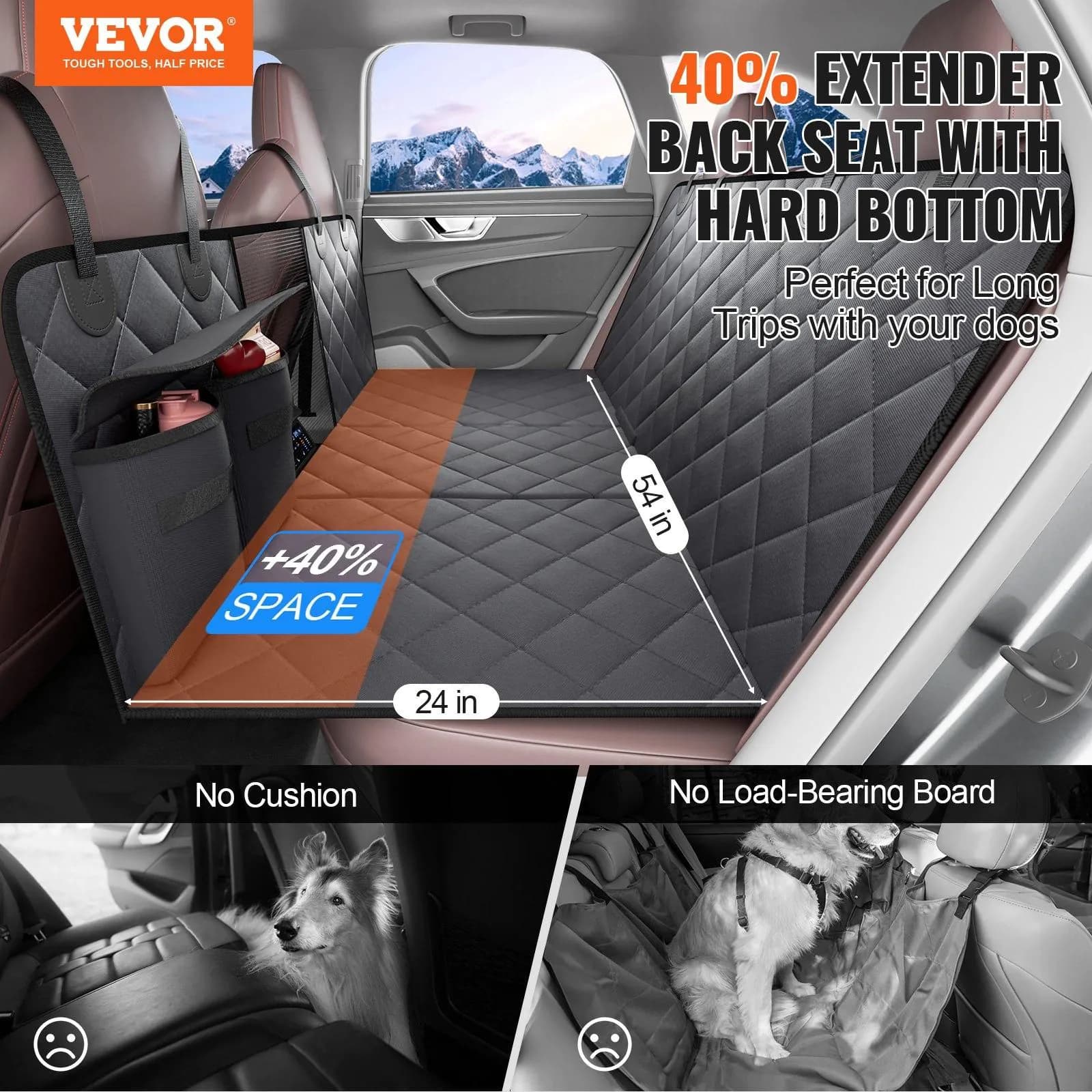 image-VEVOR Dog Car Seat Cover for Back Seat 54 x 24 in Waterproof 600D for Cars