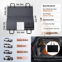 image-VEVOR Dog Car Seat Cover for Back Seat 54 x 24 in Waterproof 600D for Cars