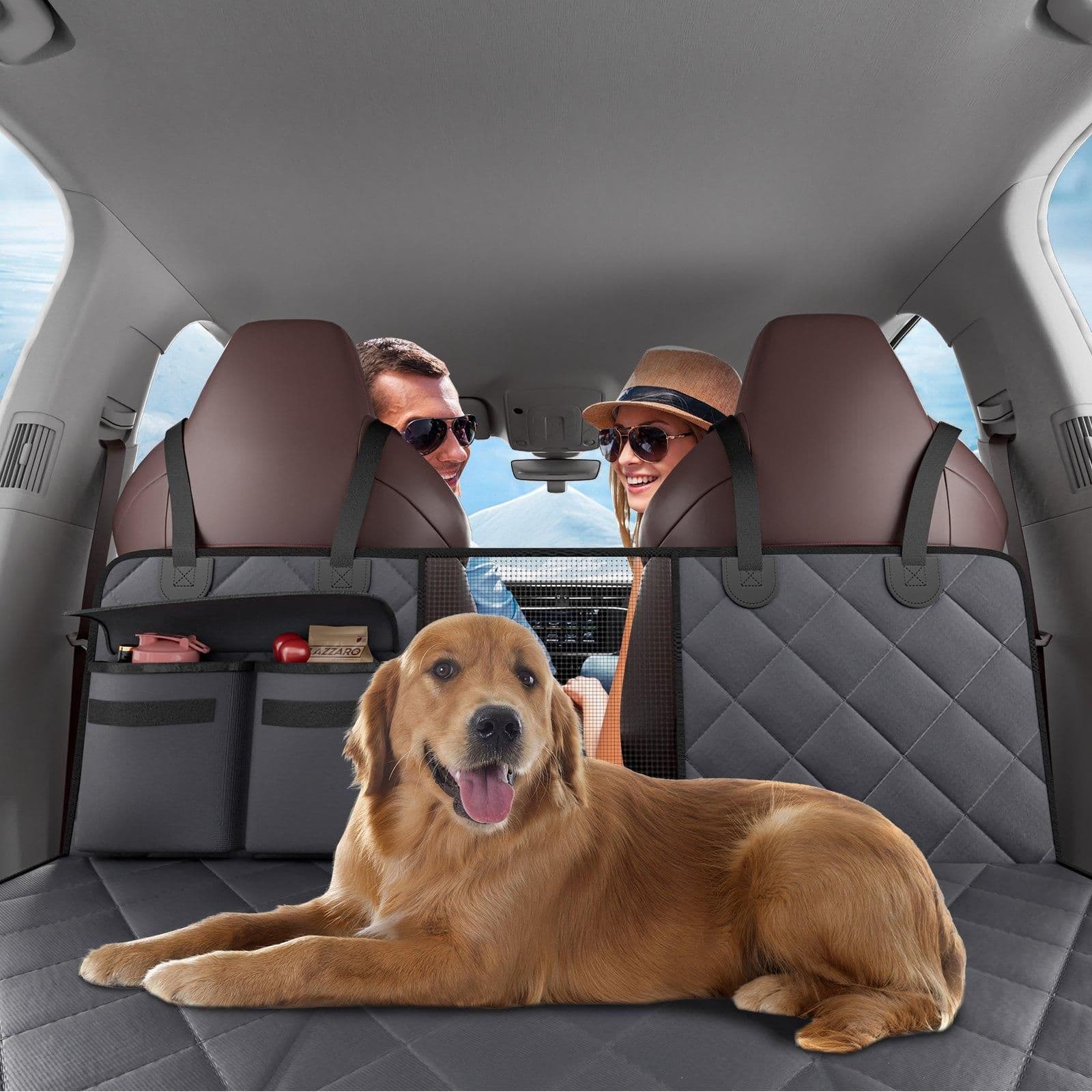 image-VEVOR Dog Car Seat Cover for Back Seat 54 x 24 in Waterproof 600D for Cars