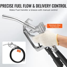 image-VEVOR Fuel Transfer Pump, 12V DC 5.3 GPM 1/10 HP, Portable Electric Diesel Transfer Pump with Auto Shut-Off Fuel Nozzle, Long Inlet & Outlet Hose for Gasoline, Diesel, Kerosene, Methanol Blends