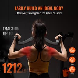 image-VEVOR LAT Pulldown Attachments, Cable Machine Rowing T-bar V-bar 7 Set, Tricep Pull Down Bar, Back Strength Training Rubber Coated Handle Grip, Bicep Curl Tricep Lat Pulldown Bar for Home Gym Fitness