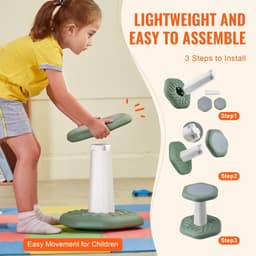image-VEVOR Kids Wobble Chair Active Chair with Sponge Cushion, Wobble Stool Improves Focus, Posture and Calm Children, Ideal for Schools and Preschools, Age 3-7, Green