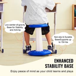 image-VEVOR Kids Wobble Chair, Active Chair with Sponge Cushion, Wobble Stool Improves Focus, Posture and Calm Children, Ideal for Schools and Home, Age 7-14, Blue