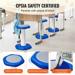 image-VEVOR Kids Wobble Chair, Active Chair with Sponge Cushion, Wobble Stool Improves Focus, Posture and Calm Children, Ideal for Schools and Home, Age 7-14, Blue
